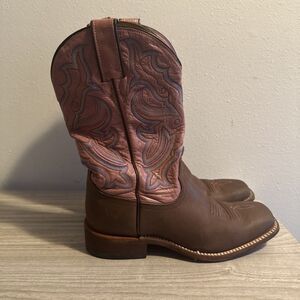 Nocona Pink Brown NL4020 Leather Cowgirl Western Boots Size 8.5B Women’s